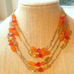 Vintage Bead Multi Strand Necklace